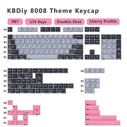 KBDiy 174 Keys/Set PBT GMK Apollo Keycap Double Shot Minimalist ISO Cherry Profile for Game Mechanical Keyboard Keycaps for MX