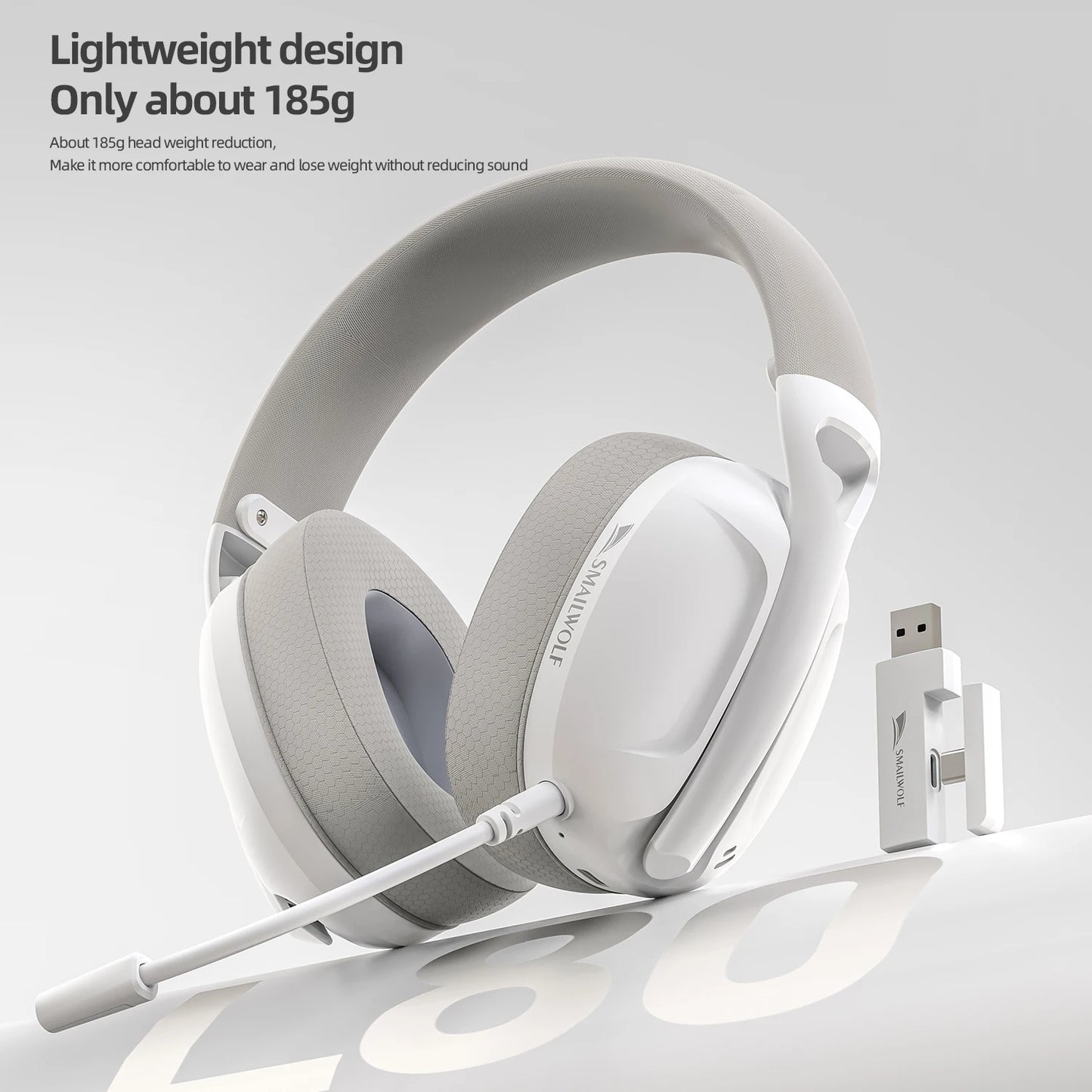 SMAILWOLF L80 Wireless Gaming Headset – Bluetooth 5.0 & 2.4GHz Triple-Mode Headphones with Microphone for PC, Laptop & Mobile Gaming