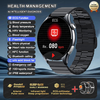 For XIAOMI 2025 New ECG+PPG Smartwatch Precise Uric Acid Blood Lipids Pressure Body Analysis Smart Watch Men BT Call NFC Watches