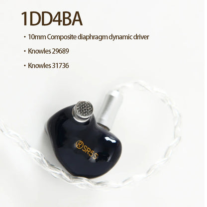 Son Rhyme SR5S Knowles 4Ba + 1Dd hybride écouteur 2Pin 0.78mm Hifi Audiophile dans l'oreille moniteur Iems avec câble modulaire 3.5Mm/4.4Mm