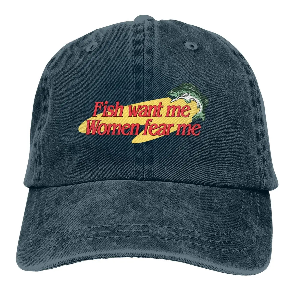 Fish Want Me Women Fear Me Classic Baseball Caps Peaked Cap Fish Go Fishing Fisherman Sun Shade Hats for Men Women