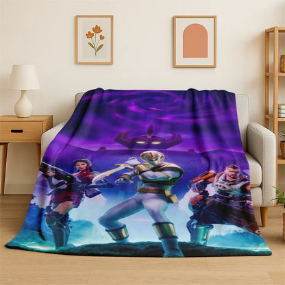 Cartoon F-Fortnite Game Gamer Flannel Blanket Soft Warm Throw Blanket for Bedroom Living Room Bed Travel Camping Picnic Gift