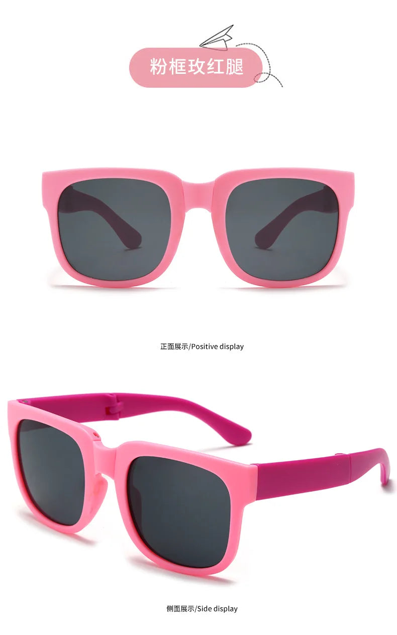 Fashion Kids Folding Sunglassess New Ultralight Candy Color Children Sun Glasses Portable Square Frame Eyewear for Girls Boy