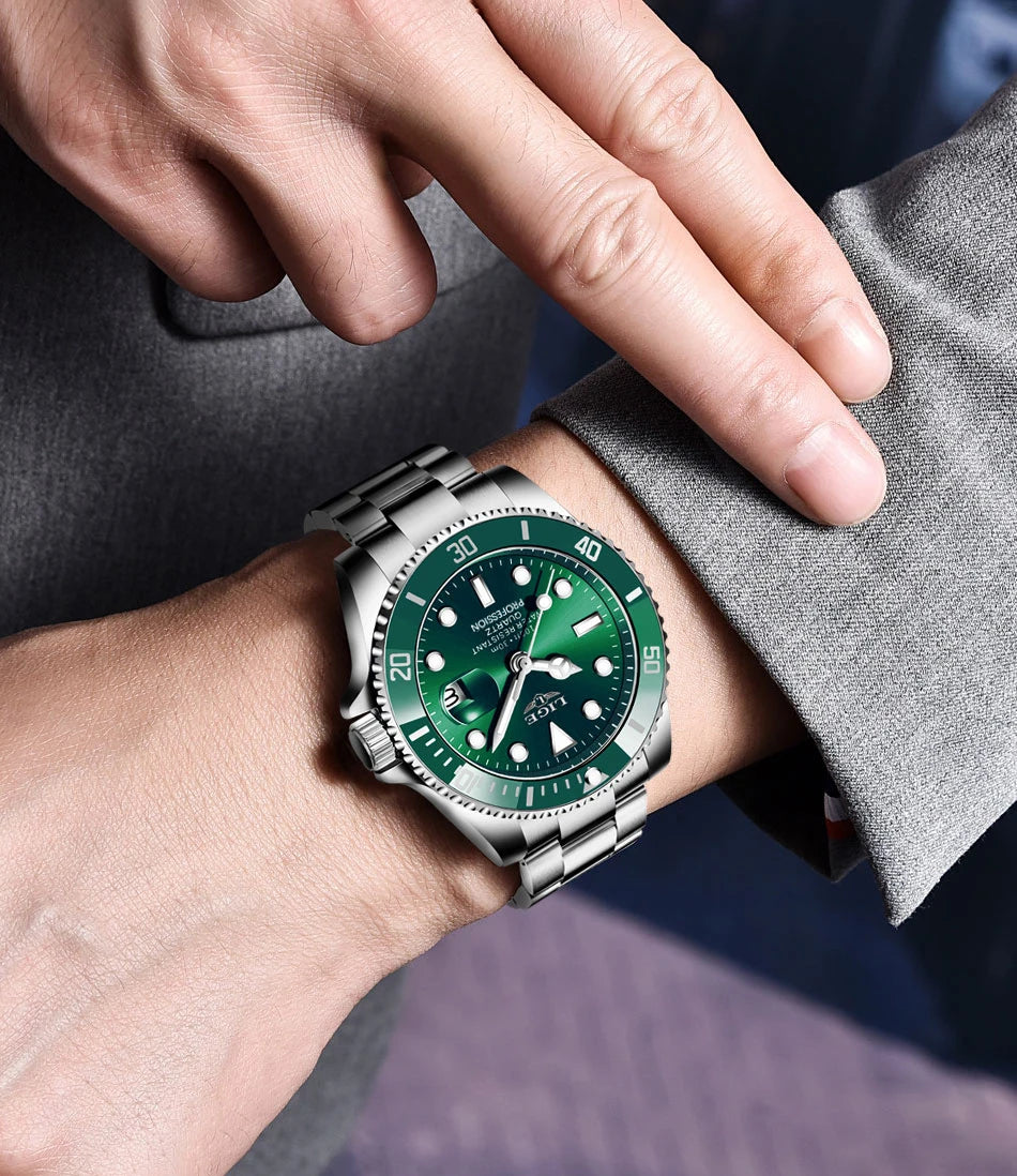 Orologio da uomo LIGE – Cronografo al quarzo, impermeabile, stile casual e professionale, accessorio di moda di lusso di un grande marchio.