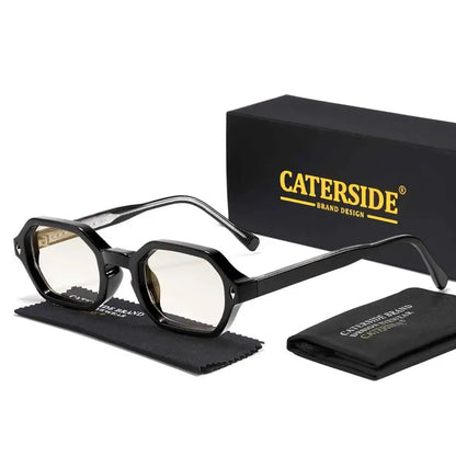 CATERSIDE Polygon Sunglasses Fashion Men Small Frame Gradient Lens Sun Glasses for Summer Beach Party Ideal Choice for Gifts