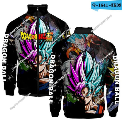 Anime Goku Dragon Ball Jacket Men Women Harajuku Hip Hop Japanese Zip Up Hoodies Goku Clothes Stand Collar Sweatshirt