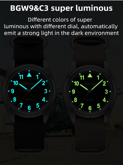 Orologio analogico da uomo ADDIESDIVE 36mm con vetro a specchio bombato, impermeabile 100m, luminoso, semplice, al quarzo, con cinturino in nylon