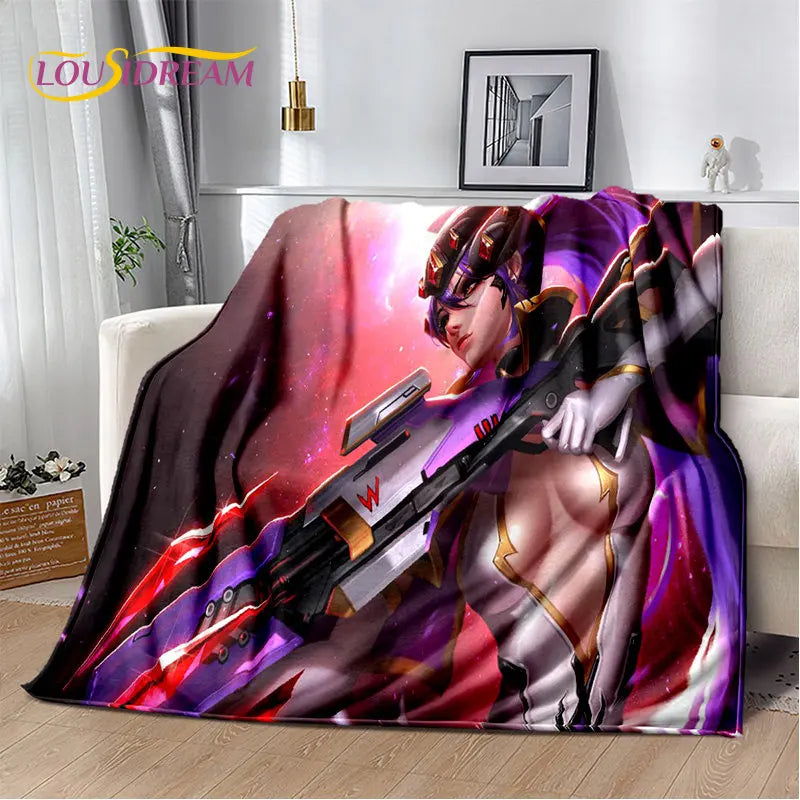 Overwatch Game Gamer DVA Reaper mekana plišana deka, flanelska deka za dnevni boravak, spavaću sobu, krevet, kauč, piknik, djecu, 3D
