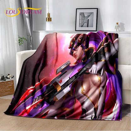 Overwatch Game Gamer DVA Reaper mekana plišana deka, flanelska deka za dnevni boravak, spavaću sobu, krevet, kauč, piknik, djecu, 3D