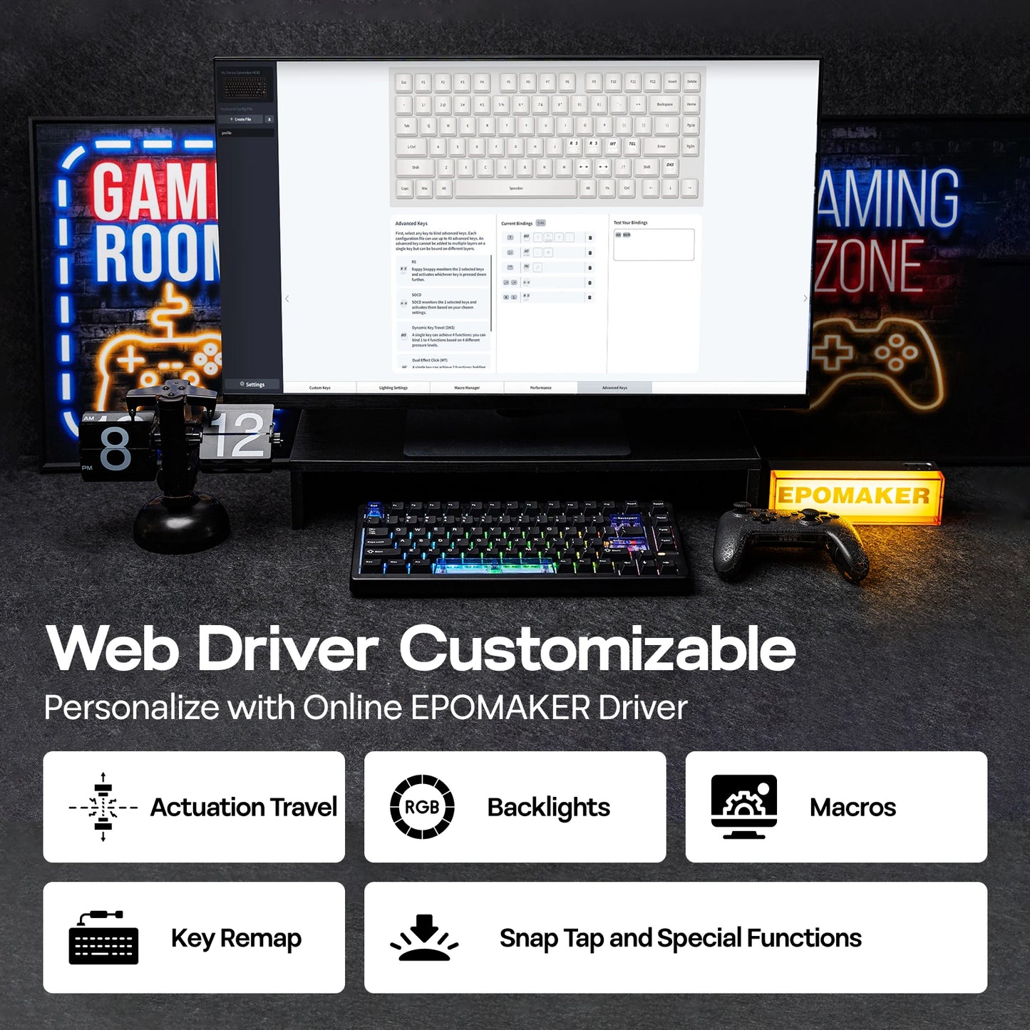 EPOMAKER HE80 75% Layout QWERTY US Tastiera meccanica magnetica cablata Hot-Swap Creamy Gasket con effetto Hall, DKS SOCD per PC/Mac