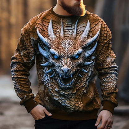 Pánska mikina s kapucňou s potlačou čínskeho draka, módna 3D mikina so vzorom draka, hip-hopový oversized pulóver, pánske oblečenie Monster Golf