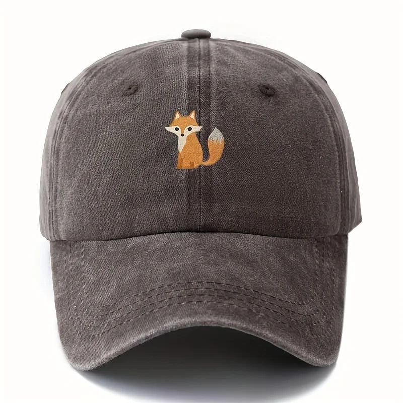 Schattige baseballpet met vossenprint voor dagelijkse casual mode, veelzijdige pet voor in de stad, geschikt voor mannen en vrouwen
