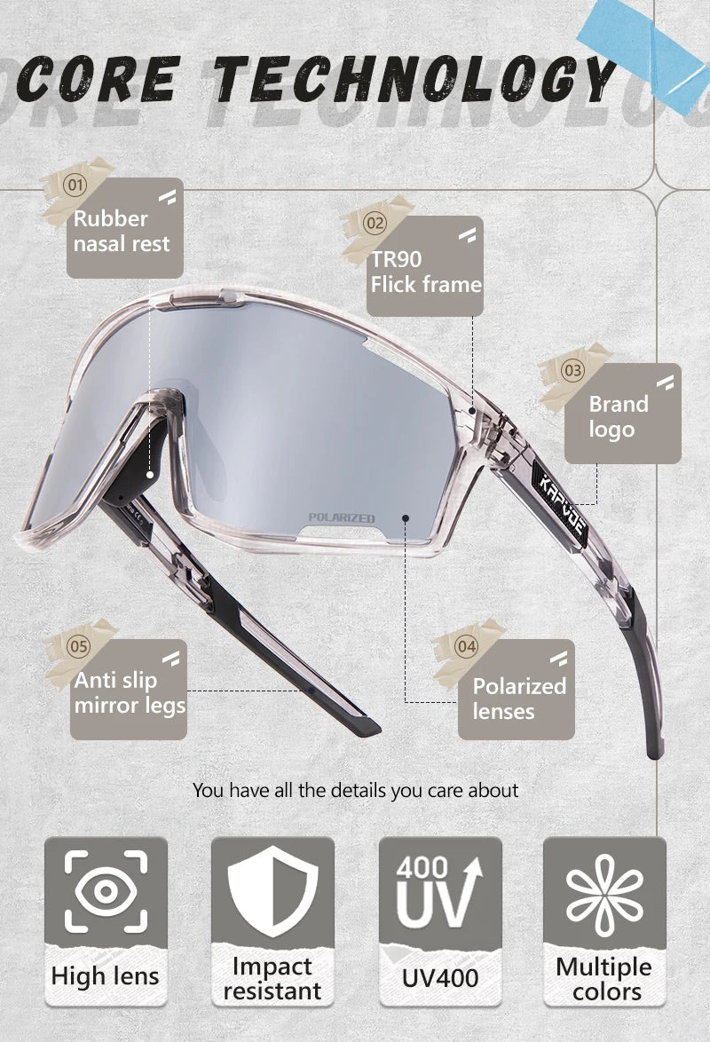 KAPVOE Polarised Cycling Glasses Sports Sunglasses Men Women Outdoor MTB Baseball Lenses UV400 Bicycle Cycling Eyewear Sale