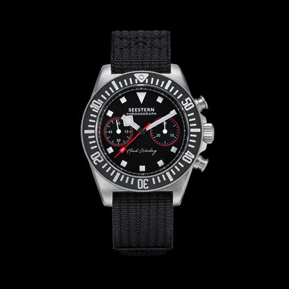 SEESTERN Chronograph Man's Watch Mechanical Tianjin ST1901 Movement Sapphire Wristwatches Nylon Sticker Strap Luminous Skeleton