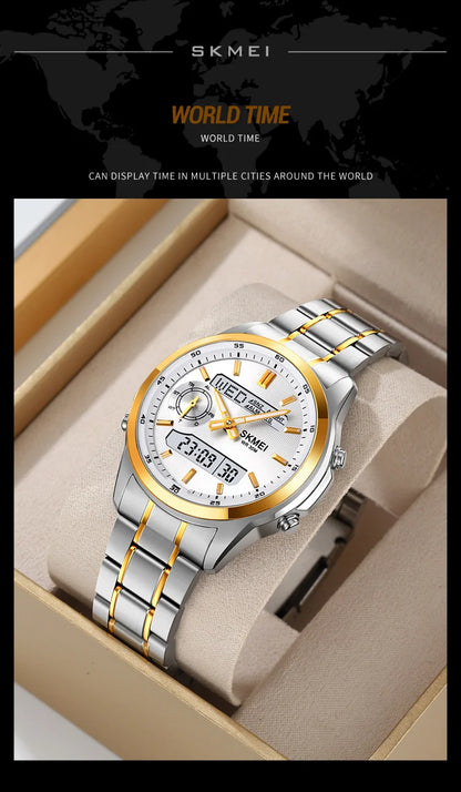 SKMEI 2284 Business Men's Electronic Multifunctional Dual Display Sports Waterproof Luminous Luxury Watch Digital Watch Reloj