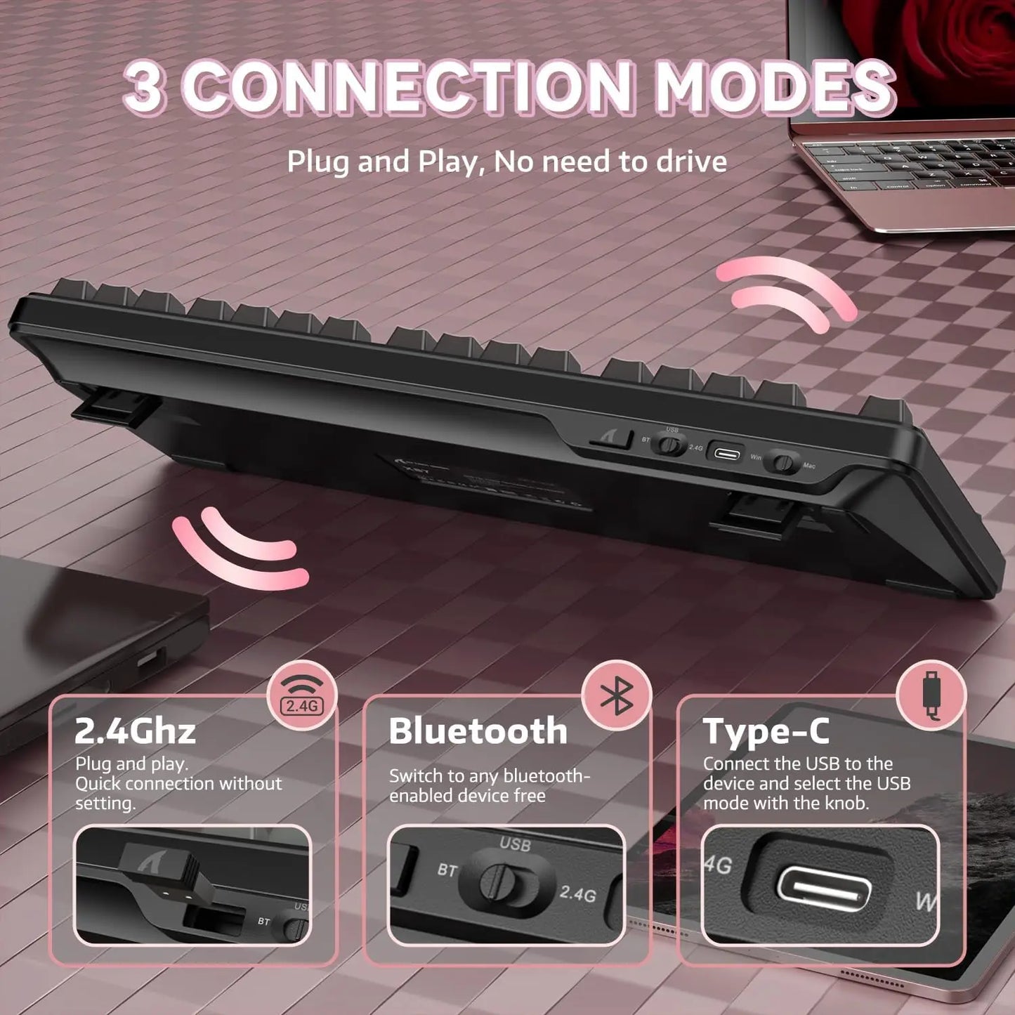 Attack Shark X87 Wireless Mechanical Keyboard, Tri-Mode Hot Swappable Gasket Gaming Keyboard with RGB Backlit, Bluetooth 5.0/2.4GHz/USB-C TKL Mechanical Keyboard