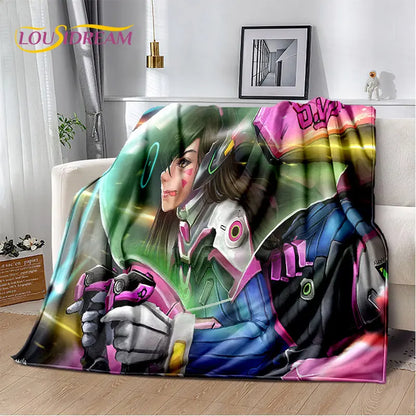 Overwatch Game Gamer DVA Reaper mekana plišana deka, flanelska deka za dnevni boravak, spavaću sobu, krevet, kauč, piknik, djecu, 3D