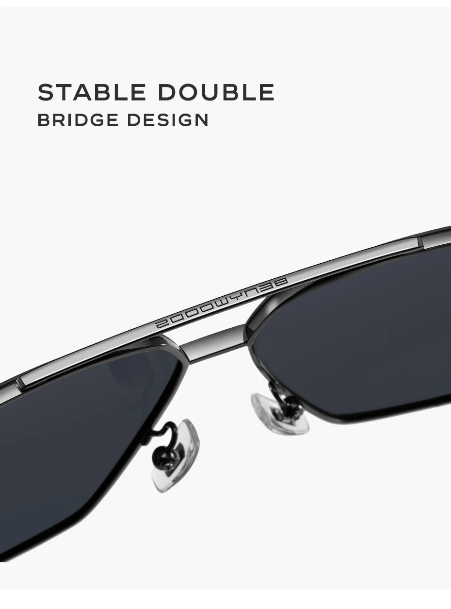CAPONI Nylon Polarized Sunglasses For Men Square Driving Fashionable Alloy Shades Anti-Glare UV400 Protection Sun Glasses CP1325
