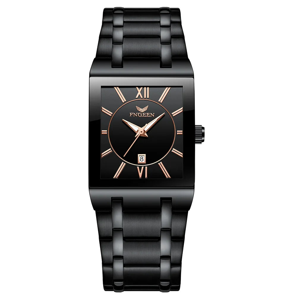 Montre-bracelet de luxe BINBOND à quartz précis pour homme, lumineuse, étanche, date automatique, en acier inoxydable durable, style décontracté.