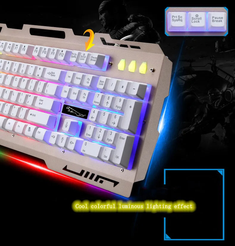 USB Keyboard G700 Waterproof business personality mechanical feel metal glow mobile phone stand gaming keyboard