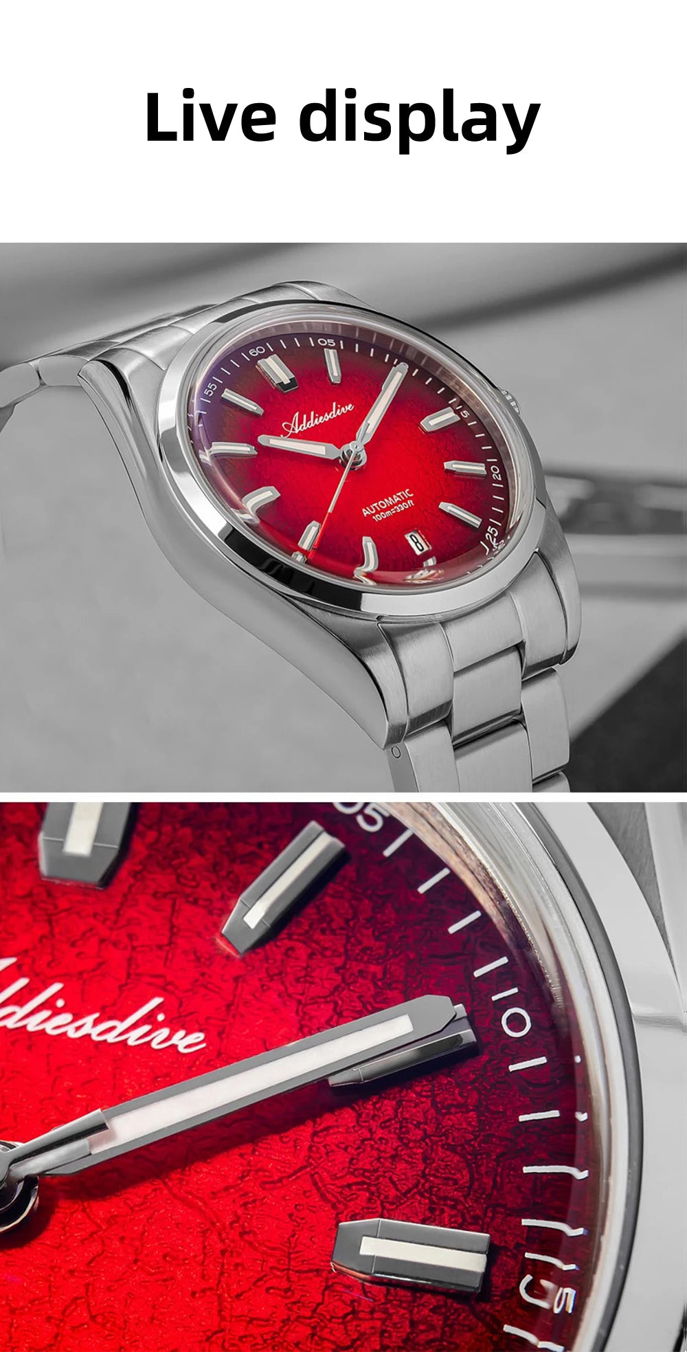 ADDIESDIVE New 2026 Luxury Men's Mechanic Quartz Analog Watch Super Luminous Steel Watch 10Bar Bubble Glass Personalized Watches