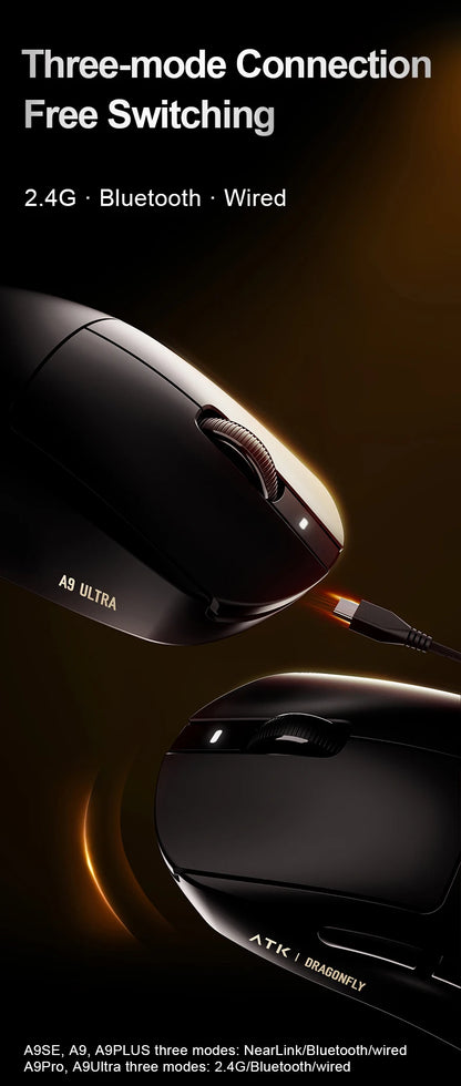 ATK Dragonfly A9 Wireless Gaming Mouse NearLink Tri-Mode Dual 8K Ultra-Lightweight Ergonomic Esports Mouse