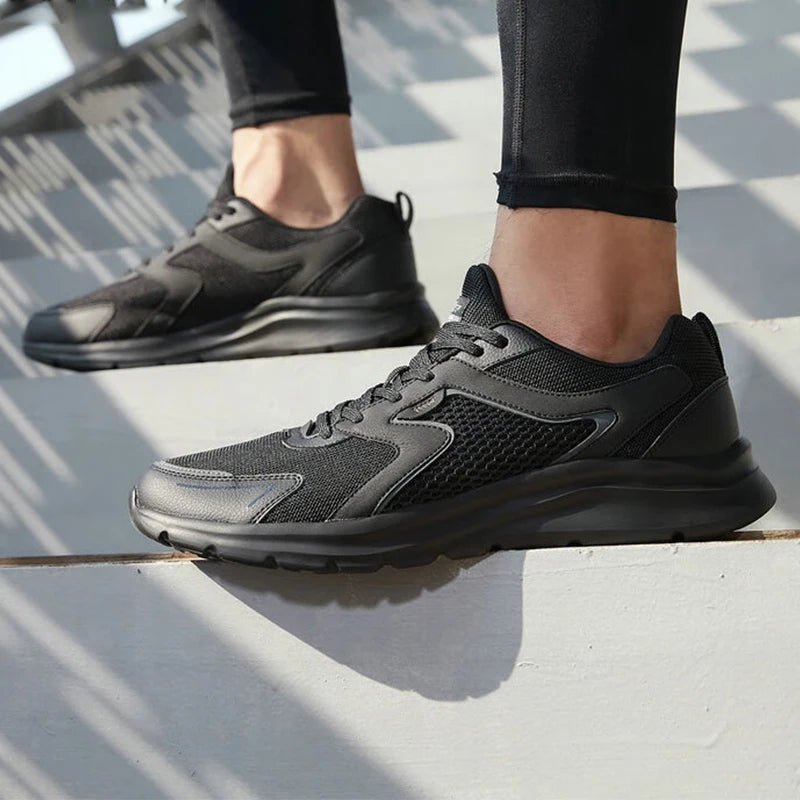 Zapatillas deportivas Xtep para hombre, de malla transpirable, para correr, para maratón de invierno, negras y blancas, zapatillas deportivas para hombre, 879119110110