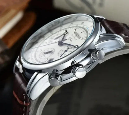 Zeppelin Airship Automatic Date Mens Leather Band Fashion Luxury  Business Casual Men Watches Gift Men's Waterproof Watch