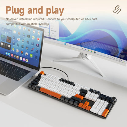 AJAZZ NK104 Mechanical Keyboard Wired dual-injection keycaps 104 Hot-Swapping LED Hybrid Backlight Gamer Keyboard for Laptop PC