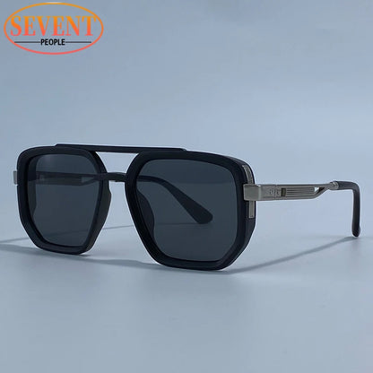 Polarized Square Sunglasses Men 2026 Luxury Vintage Double Bridge Gradient Lens Driving Shades Retro Flat Top Sun Glasses Male