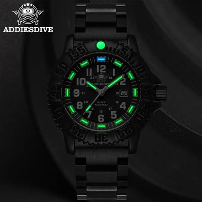 ADDIESDIVE 2023 Men's Sports Watch Military Sports Luxury Rotating Bezel Luminous Watch Nylon Strap 50m Waterproof Quartz Watch