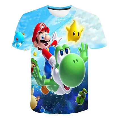 Super Mario Bros 3D Print T-shirt  Adults Children/Youth Mario Peach Sonic Game Cartoon Short Sleeve Tee Streetwear Casual Tops