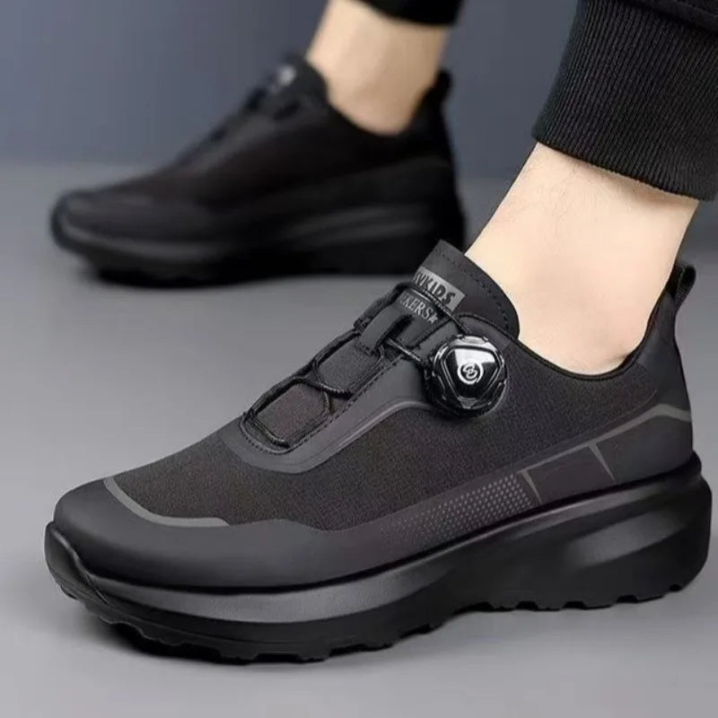 Original, neu, Herren, Sneaker mit drehbarem Knopf, Fahrsneaker, Plateau-Freizeit- und Wanderschuhe, Outdoor, strapazierfähige Lauf- und Sportschuhe, Plus-Größe
