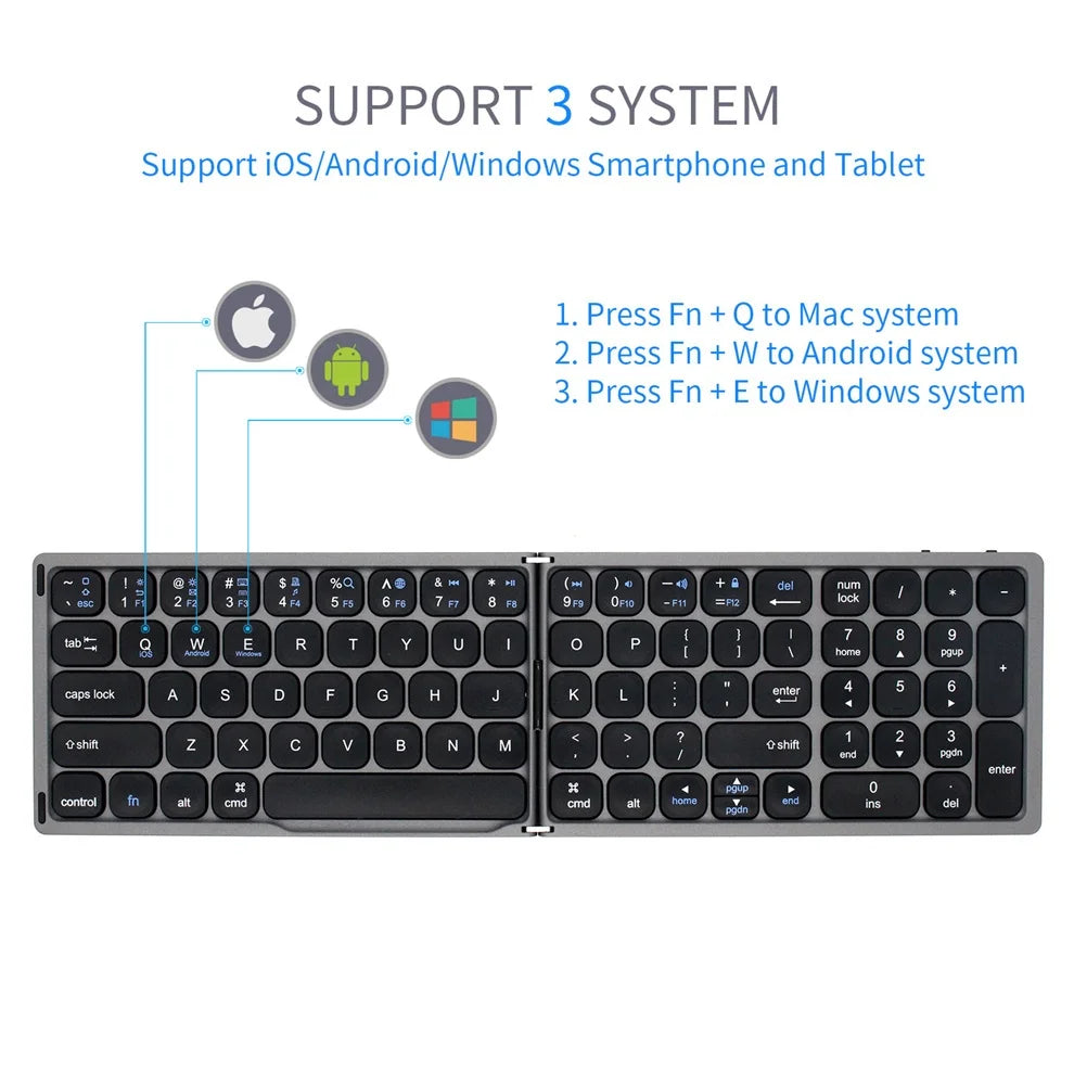Jomaa Foldable Wireless Bluetooth Keyboard Lightweight Portable Bluetooth Folding Keyboard Available for Tablet Laptop PC iPad