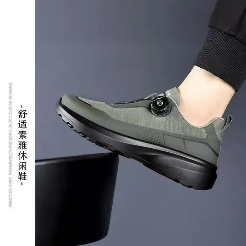 Original, neu, Herren, Sneaker mit drehbarem Knopf, Fahrsneaker, Plateau-Freizeit- und Wanderschuhe, Outdoor, strapazierfähige Lauf- und Sportschuhe, Plus-Größe