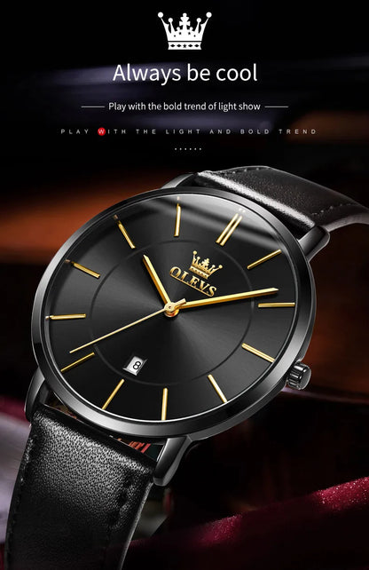 OLEVS 5869 Men's Watch Japan Quartz Movement Thin Case Fashion Waterproof Watch For Men Calendar Simple Original Male Wristwatch
