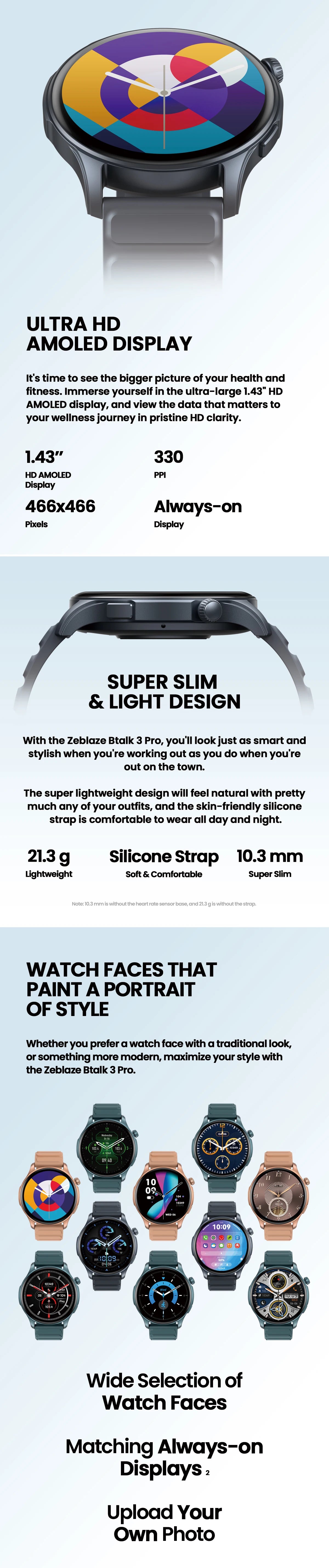 New Zeblaze Btalk 3 PRO Smart Watch 1.43" AMOLED Display Bluetooth Phone Calls Smartwatch Health and Fitness Tracking