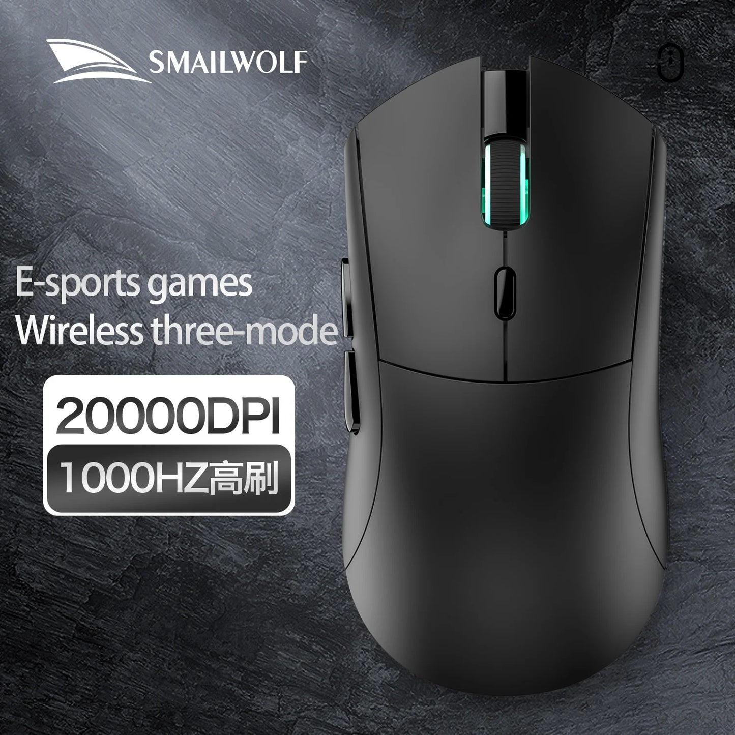 SMAILWOLF RS7 Bluetooth trådløs gamingmus, tre tilstande, PAW3311, makroprogrammerbar mus til laptop, gaming og kontor