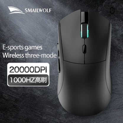 SMAILWOLF RS7 Bluetooth trådløs gamingmus, tre tilstande, PAW3311, makroprogrammerbar mus til laptop, gaming og kontor