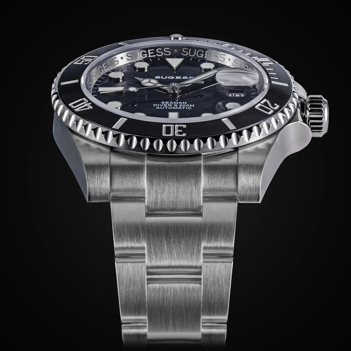 Sugess Men of Watch Automatic Mechanical ST2130 Movement Wristwatches 200M Water Resistant Sapphire Crystal Adjust Clasp S421