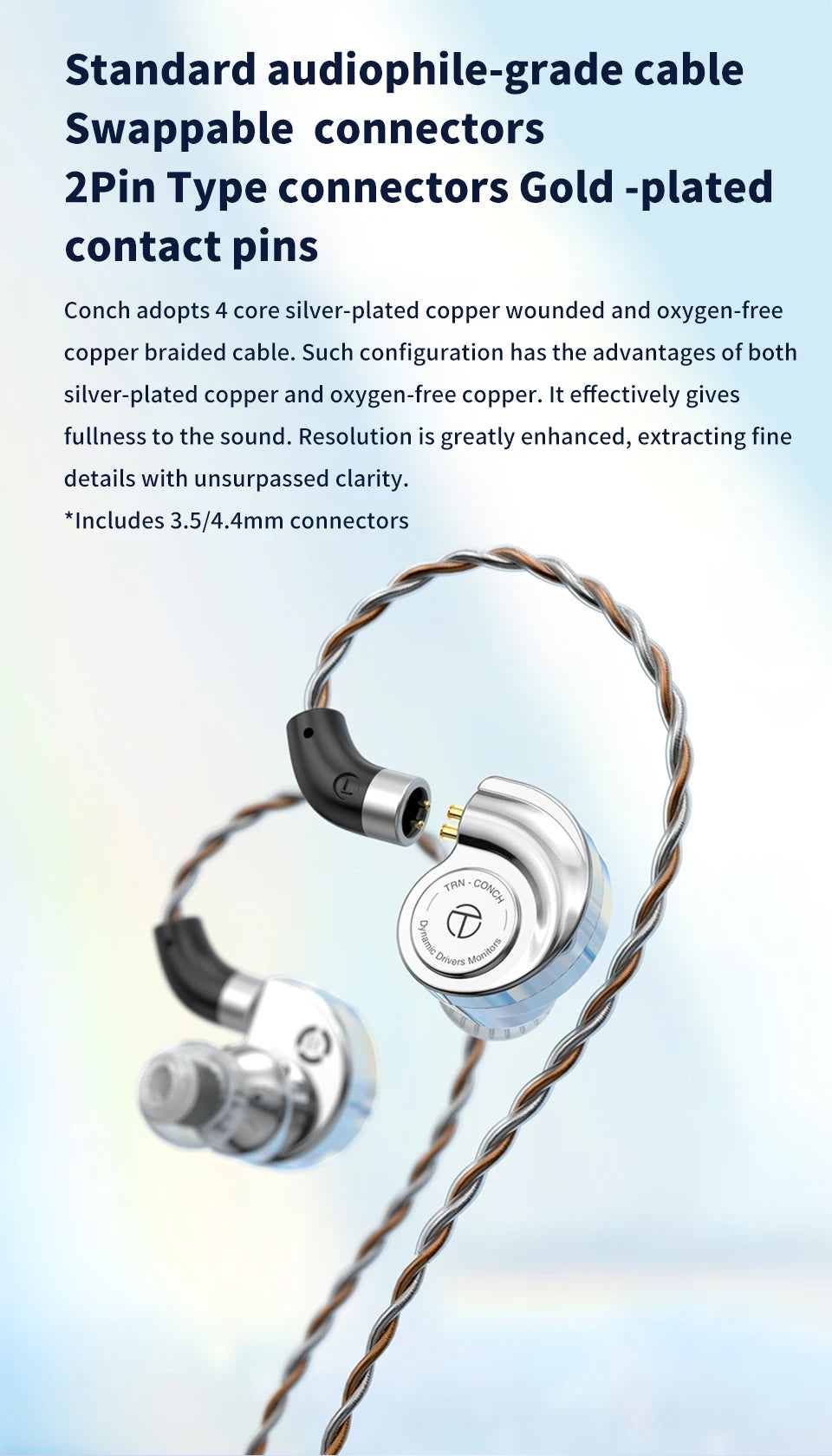 Monitores intraaurales TRN Conch Lucky Bag – Auriculares HiFi con cable, dinámica de diamante DLC y filtros de boquilla de afinación para Xiaomi