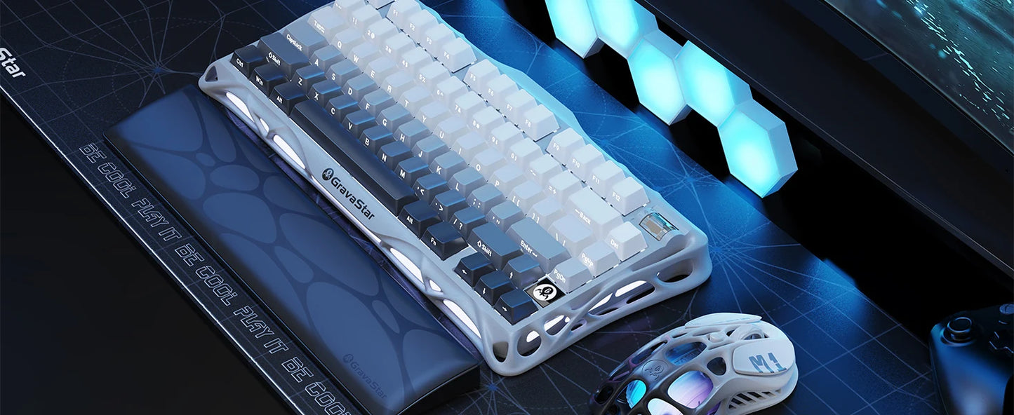 GravaStar Mercury K1 75% Wireless Mechanical Gaming Keyboard, Aluminum Alloy Exoskeleton Design, RGB Backlit，Hot-Swap Socket