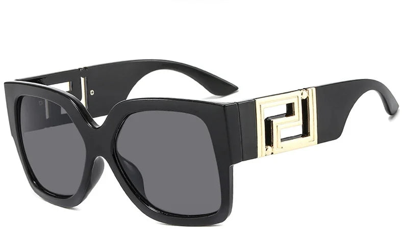Light Luxury Square Large Frame Sunglasses With Hollow Temples, Personalized Catwalk Sunglasses, Women's Casual Sunglasses UV400
