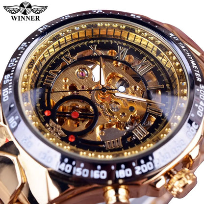 Orologio da uomo Winner – Design sportivo, lunetta lavorata, stile di tendenza, marchio di prestigio, orologio automatico con meccanismo a vista (scheletrato)