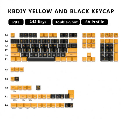 KBDiy 161 Keys/Set PBT SA Profile GMK Keycaps for Mechanical Keyboard Black And White Double Shot Keycap Custom ISO for K500