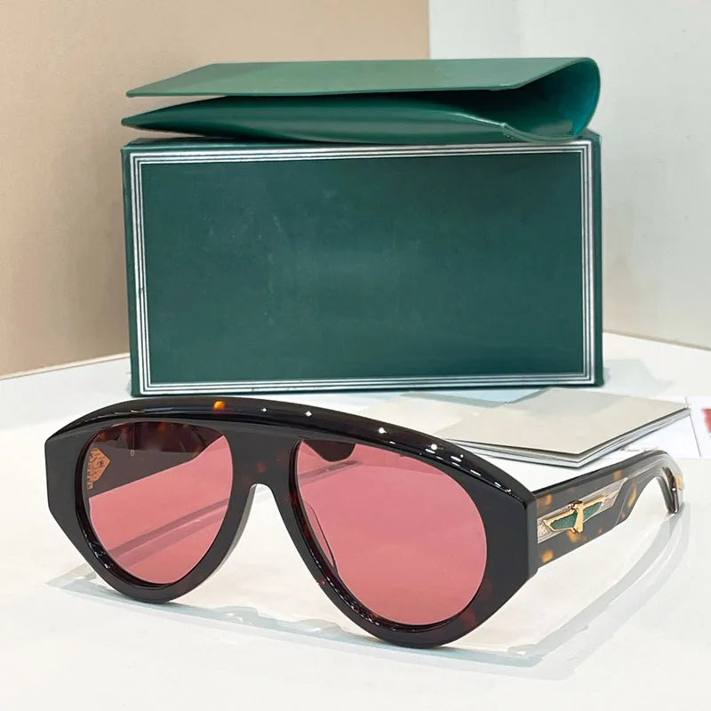 Big Oval Handmade Sunglasses for Men Women Thick Acetate High Quality Fashion Brand Design UV400 Prescription Glasses with Case