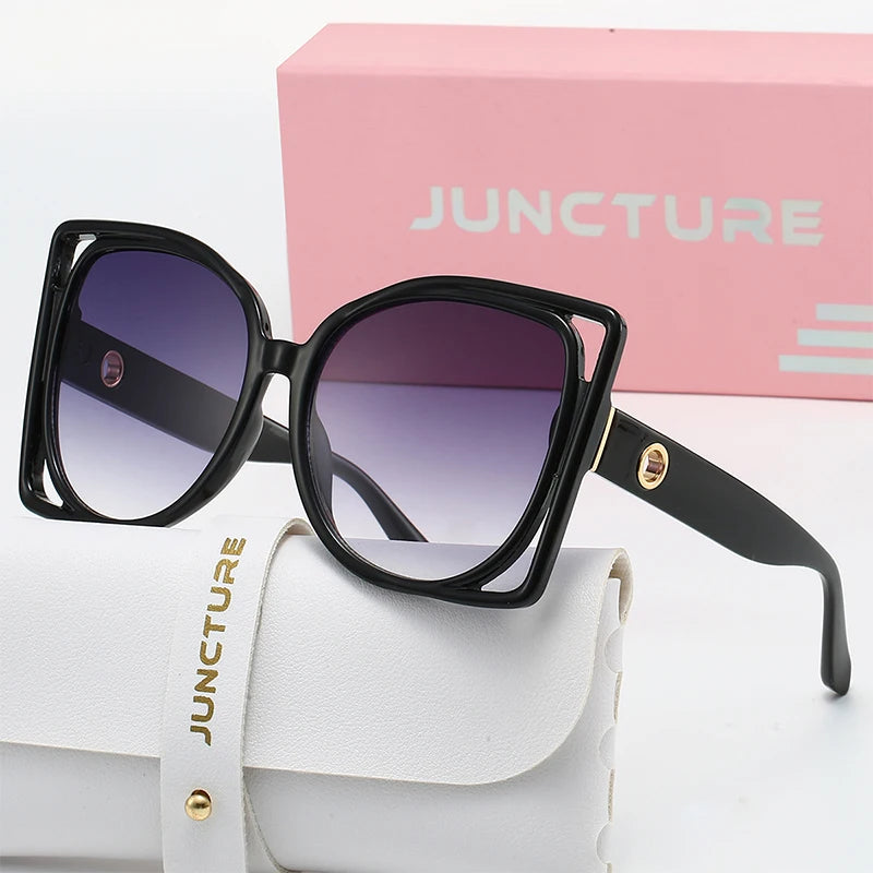 JUNCTURE Oversized Square Sunglasses Women Fashion Sun Glasses Yellow Gradient Lady Party Holiday Gifts Sunglasses for Women