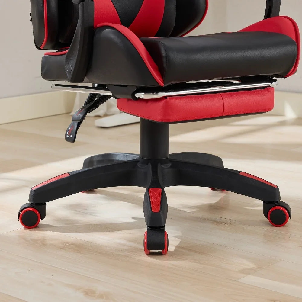 360 ° - Swivel Ergonomic Racing Design Gaming Chair Leather, Headrest and Lumbar Support for Office and Gaming - Black&Red