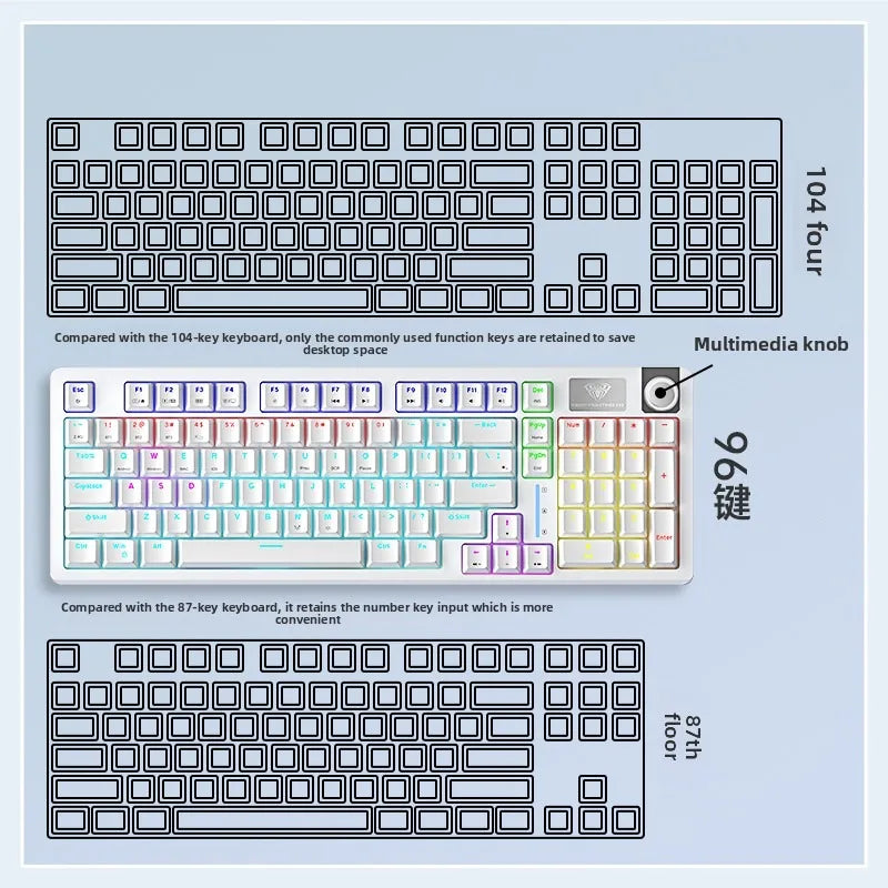 AULA S98 Lipstick Liquid Foundation Series Wireless Keyboard Hot-swappable E-sports Gaming Office Long Life Laptop Accessories