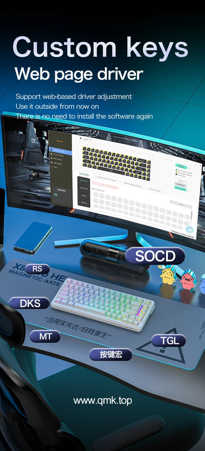 ATTACK SHARK X82Pro HE Wireless Magnetic Axis Gaming Keyboard 8KHz Rate 0.01mm RT Precision 5000mAh Tri Mode RGB 82 Keys PBT